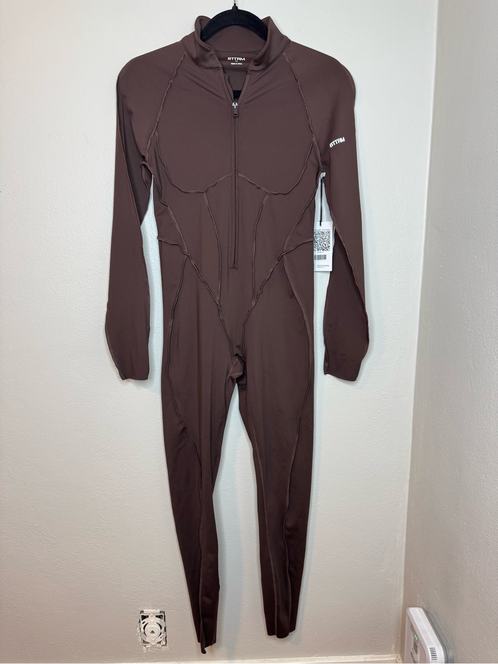 Nwt Betterme Bttrm Full-Length Catsuit Long Sleeve Jumpsuit Chocolate Brown — image 4 of 8